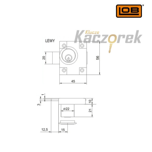 Zamek meblowy 002 - ZMB2L - wierzchni niklowany lewy